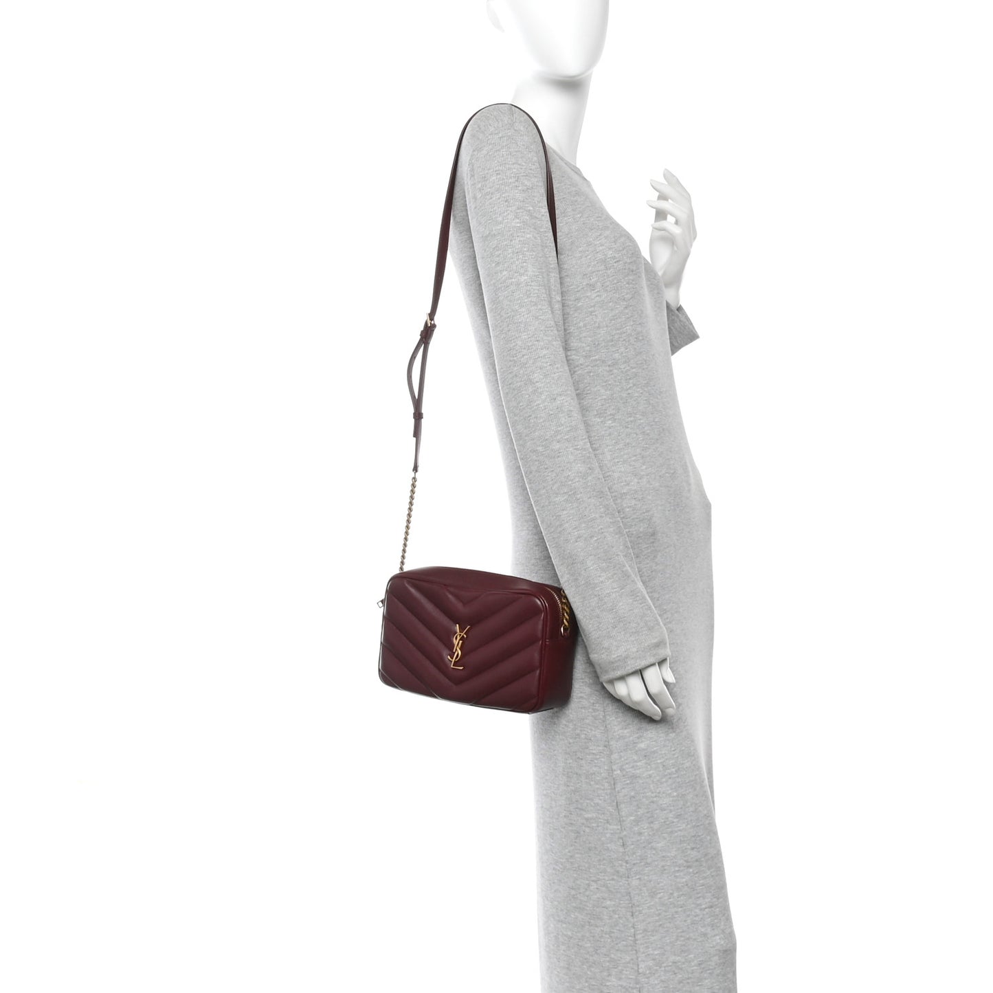 Lambskin Chevron Quilted Medium Loulou Camera Bag  Rouge Cabernet