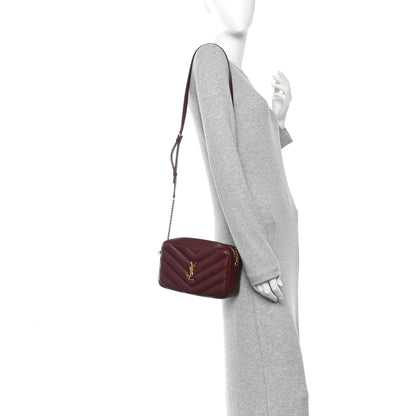 Saint Laurent Lambskin Chevron Quilted Medium Loulou Camera Bag  Rouge Cabernet 2 of 12