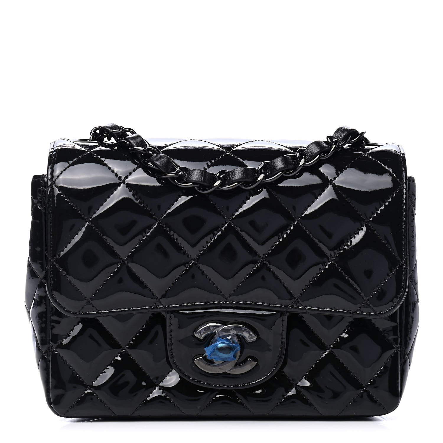 Chanel Patent Calfskin Quilted Mini Square Flap So Black 1 of 5