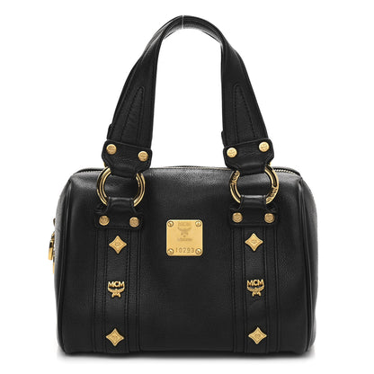 MCM Grained Calfskin Studded Boston Bag Black 1 of 12
