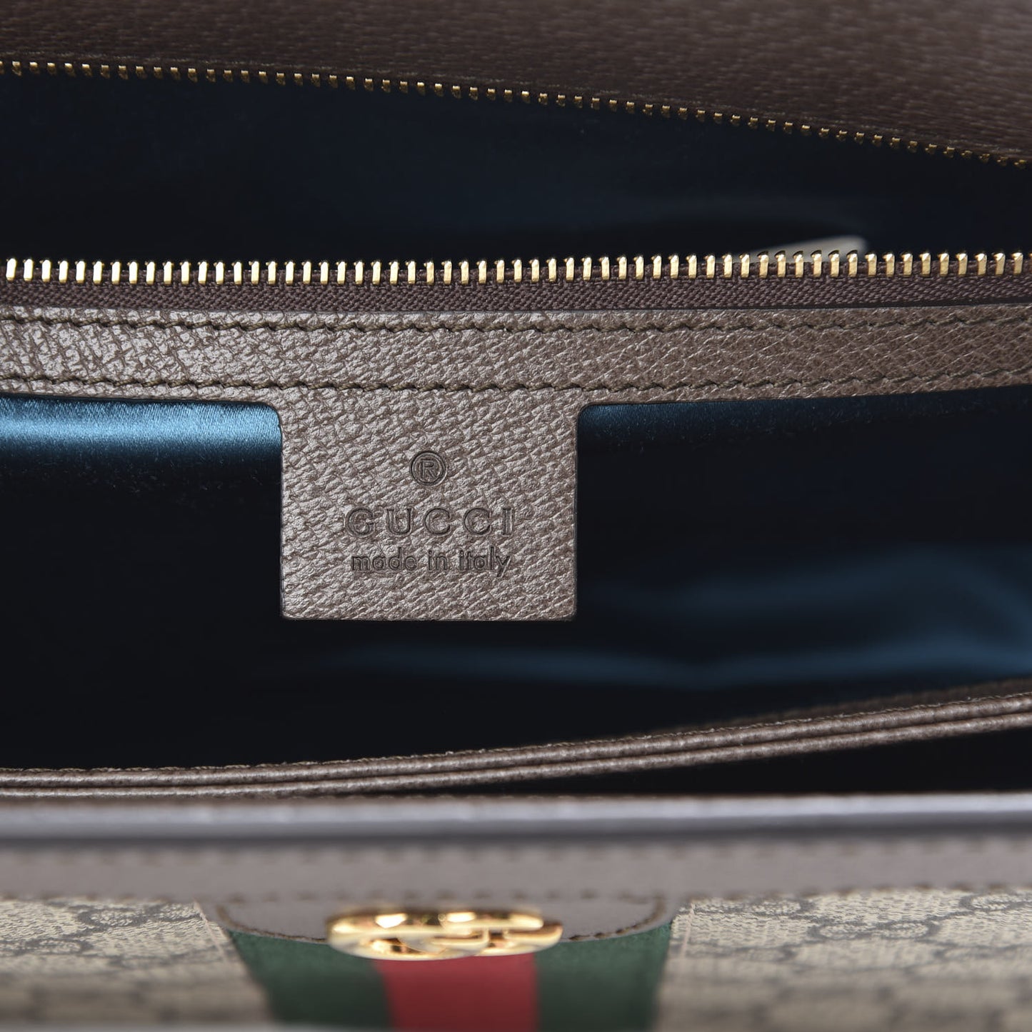 GG Supreme Monogram Web Medium Ophidia Chain Shoulder Bag Brown