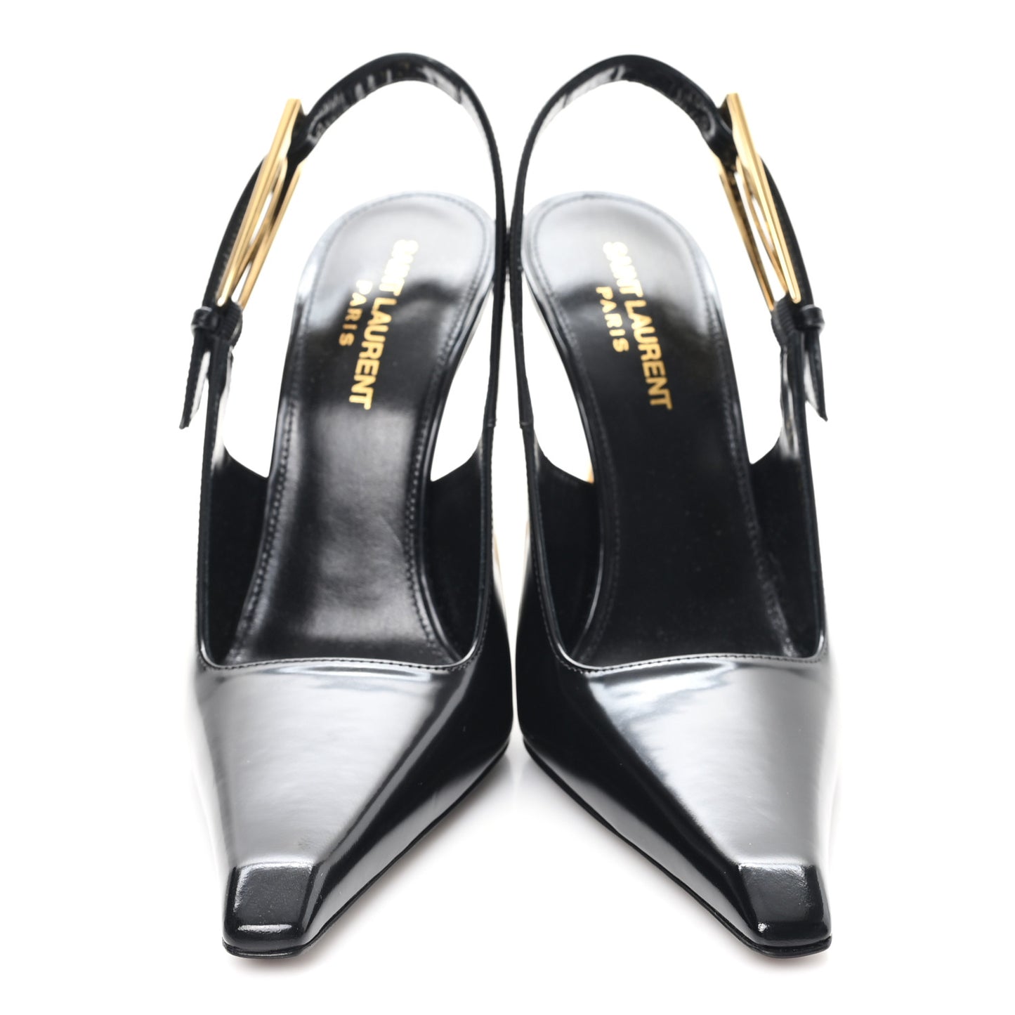 Glazed Calfskin Lee 110 Slingback Pumps 36.5 Black