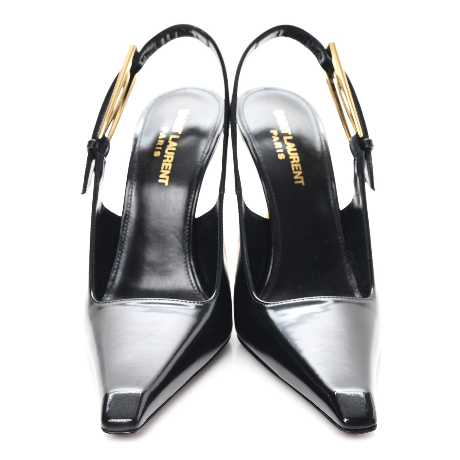 Saint Laurent Glazed Calfskin Lee 110 Slingback Pumps 36.5 Black 3 of 10