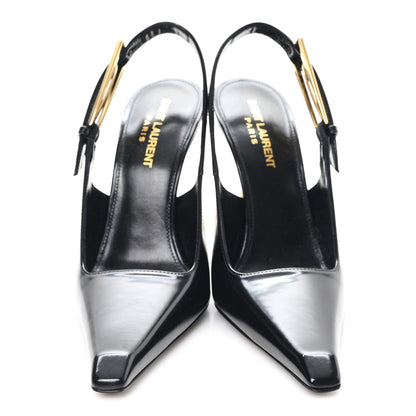 Saint Laurent Glazed Calfskin Lee 110 Slingback Pumps 36.5 Black 3 of 10