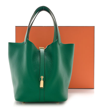 Hermes Taurillon Clemence Picotin Lock 22 MM Vert Jade 12 of 12