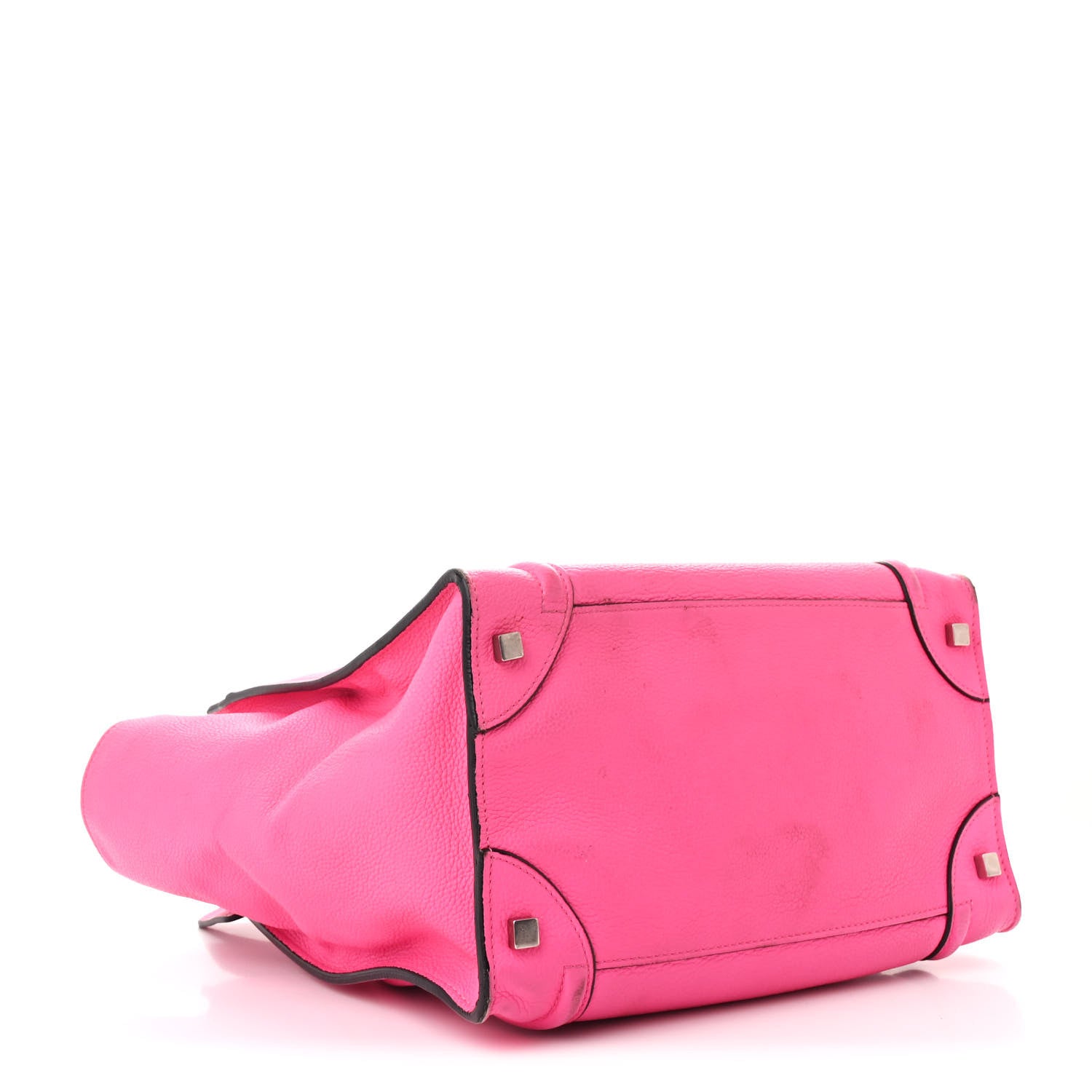 Celine Drummed Calfskin Mini Luggage Fluo Pink 4 of 13