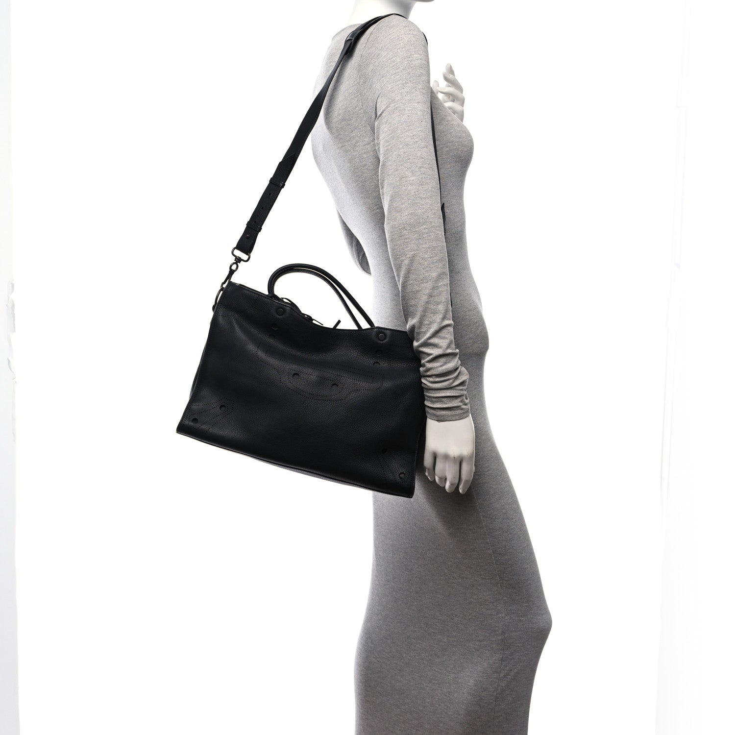 Balenciaga Veau Soyeux Perforated Blackout Hardware City Black 2 of 14