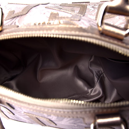 Versace PVC Metallic Calfskin Barocco Printed Bowler Gold 4 of 4