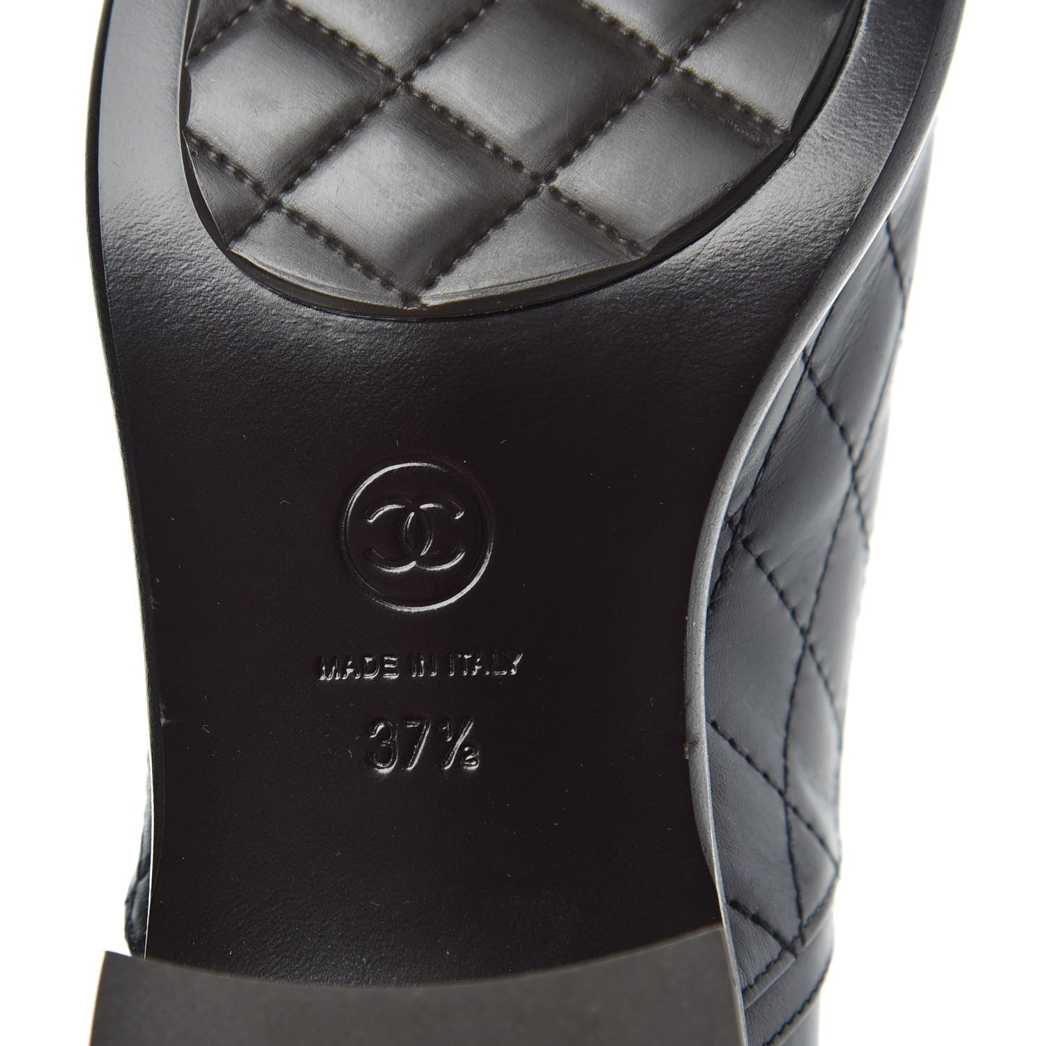 Chanel Calfskin Quilted Cap Toe Boots 37.5 Black Brown 6 of 9