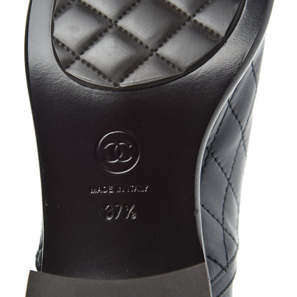 Chanel Calfskin Quilted Cap Toe Boots 37.5 Black Brown 6 of 9