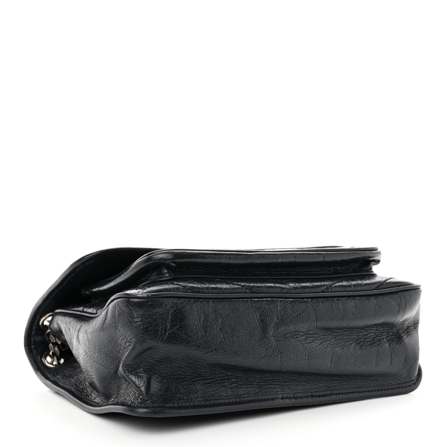 Saint Laurent Crinkled Calfskin Matelasse Monogram Medium Niki Chain Satchel Deep Marine 4 of 10