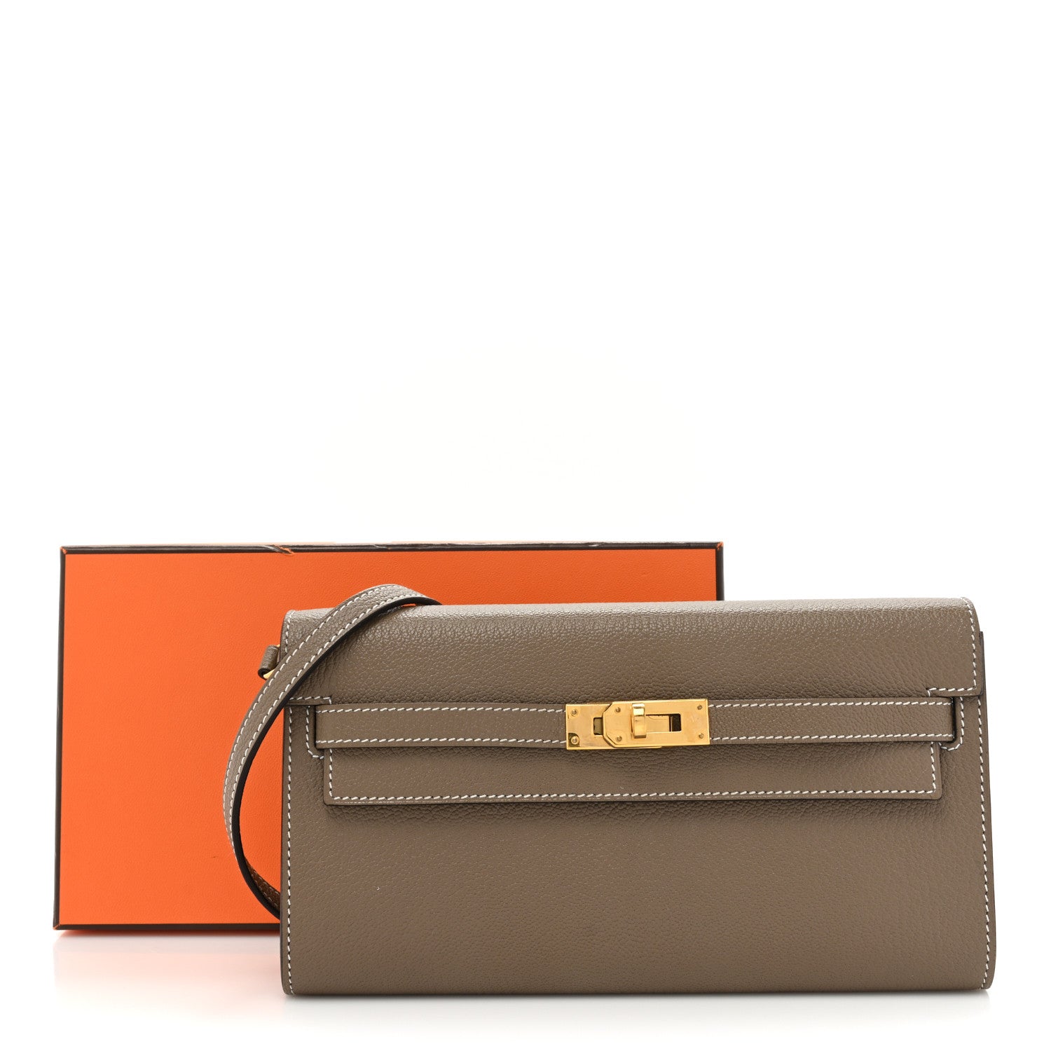 Hermes Chevre Mysore Kelly To Go Wallet Etoupe 14 of 14