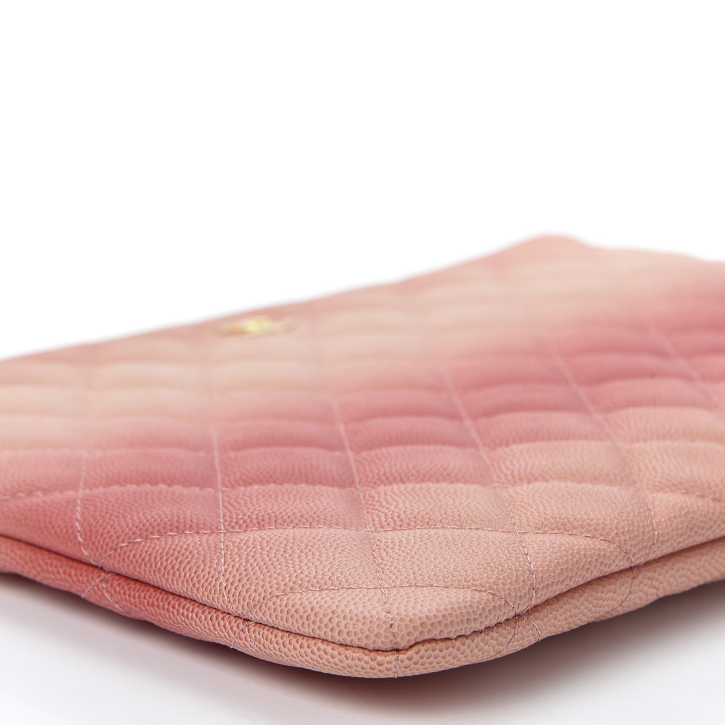 Caviar Quilted Ombre Medium Cosmetic Case Coral