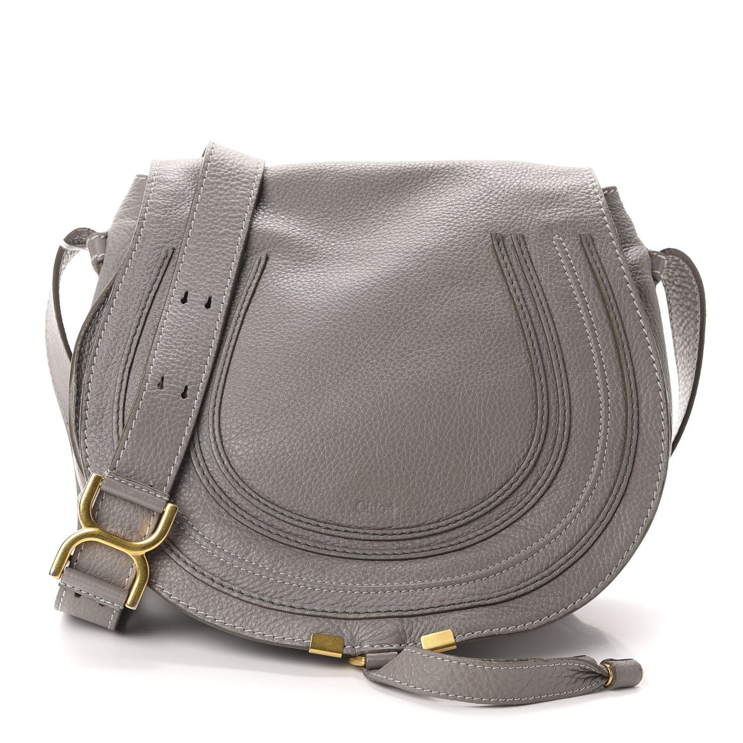 Calfskin Medium Marcie Round Crossbody Bag Cashmere Grey