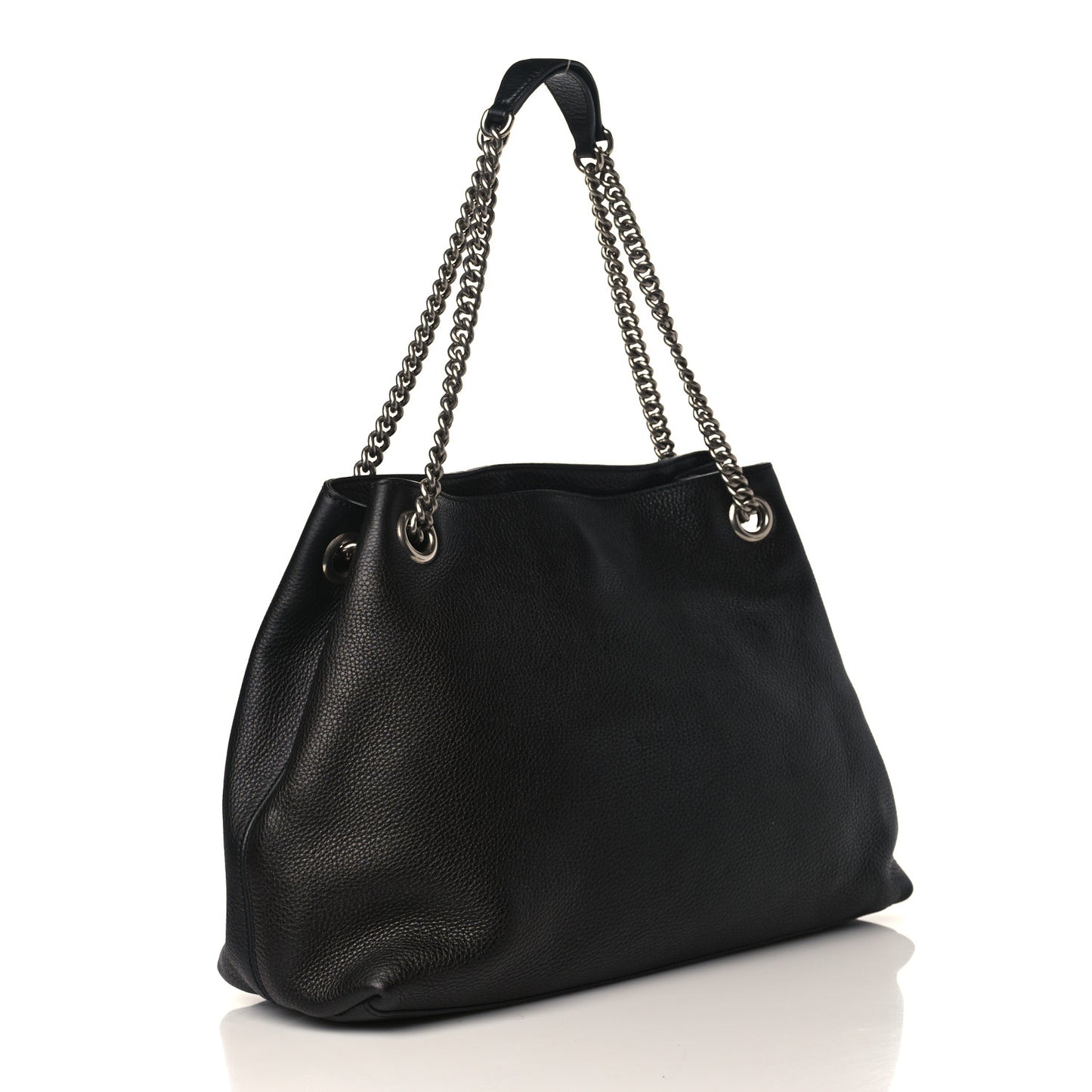 Pebbled Calfskin Studded Medium Soho Chain Shoulder Bag Black