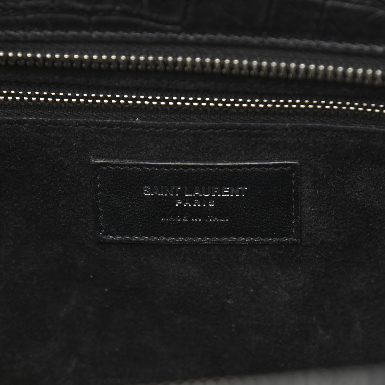 Saint Laurent Calfskin Crocodile Embossed Small Cabas Rive Gauche Black 5 of 10
