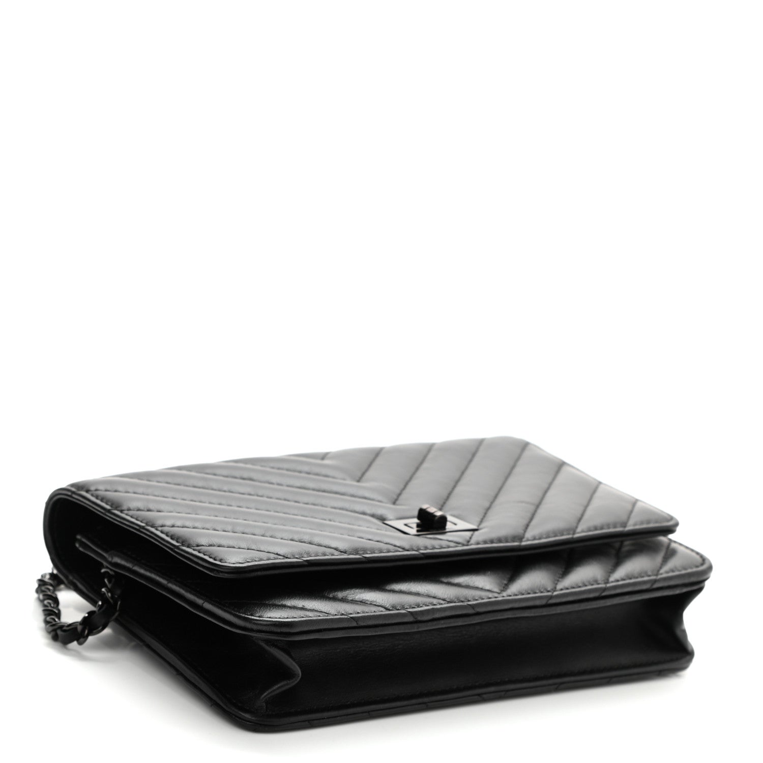 Chanel Chevron Reissue Wallet On Chain WOC So Black 4 of 12