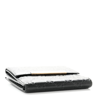 Gucci Guccissima Metal Bar French Flap Wallet Black 4 of 18