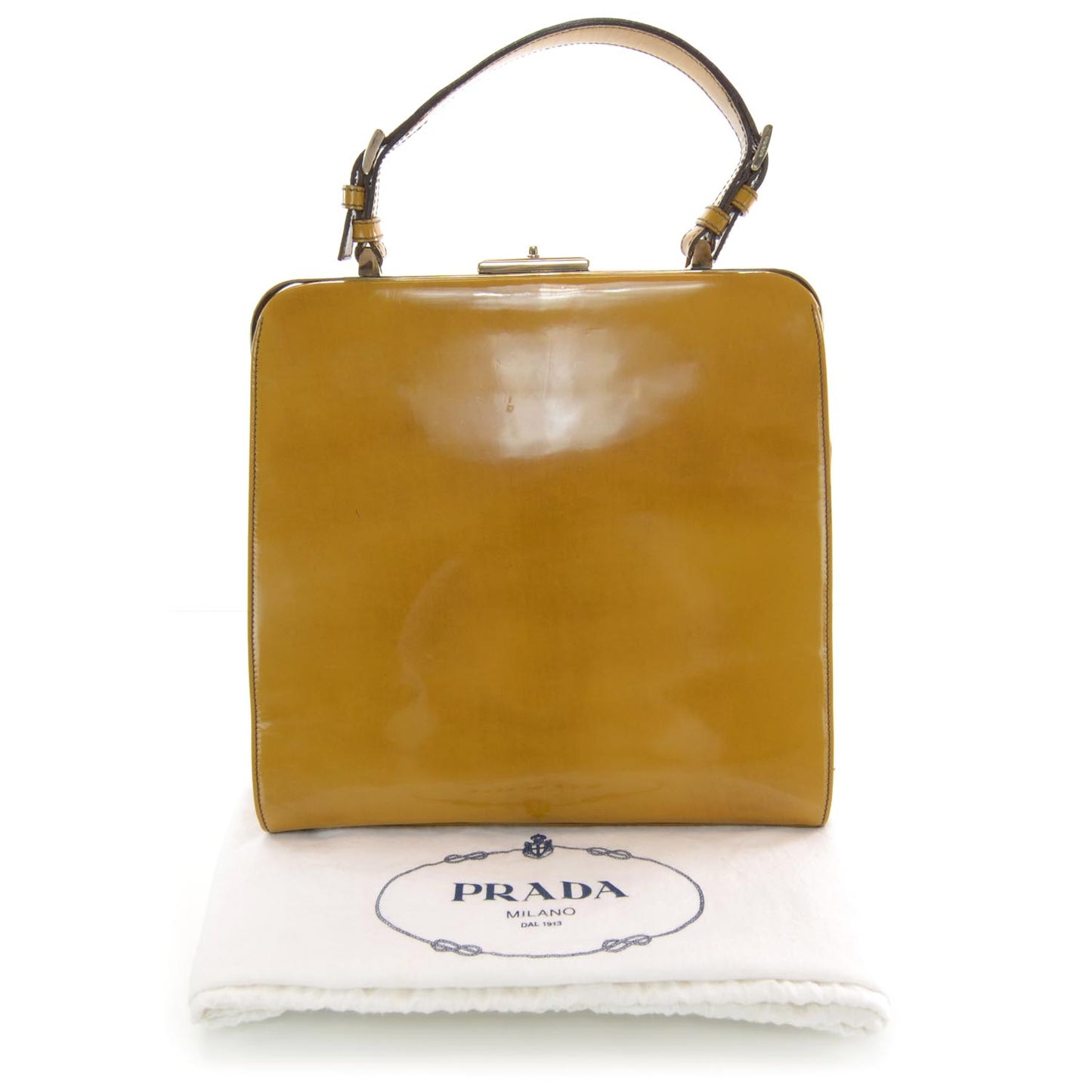 Spazzolato Logo Print Framed Bag Ambra