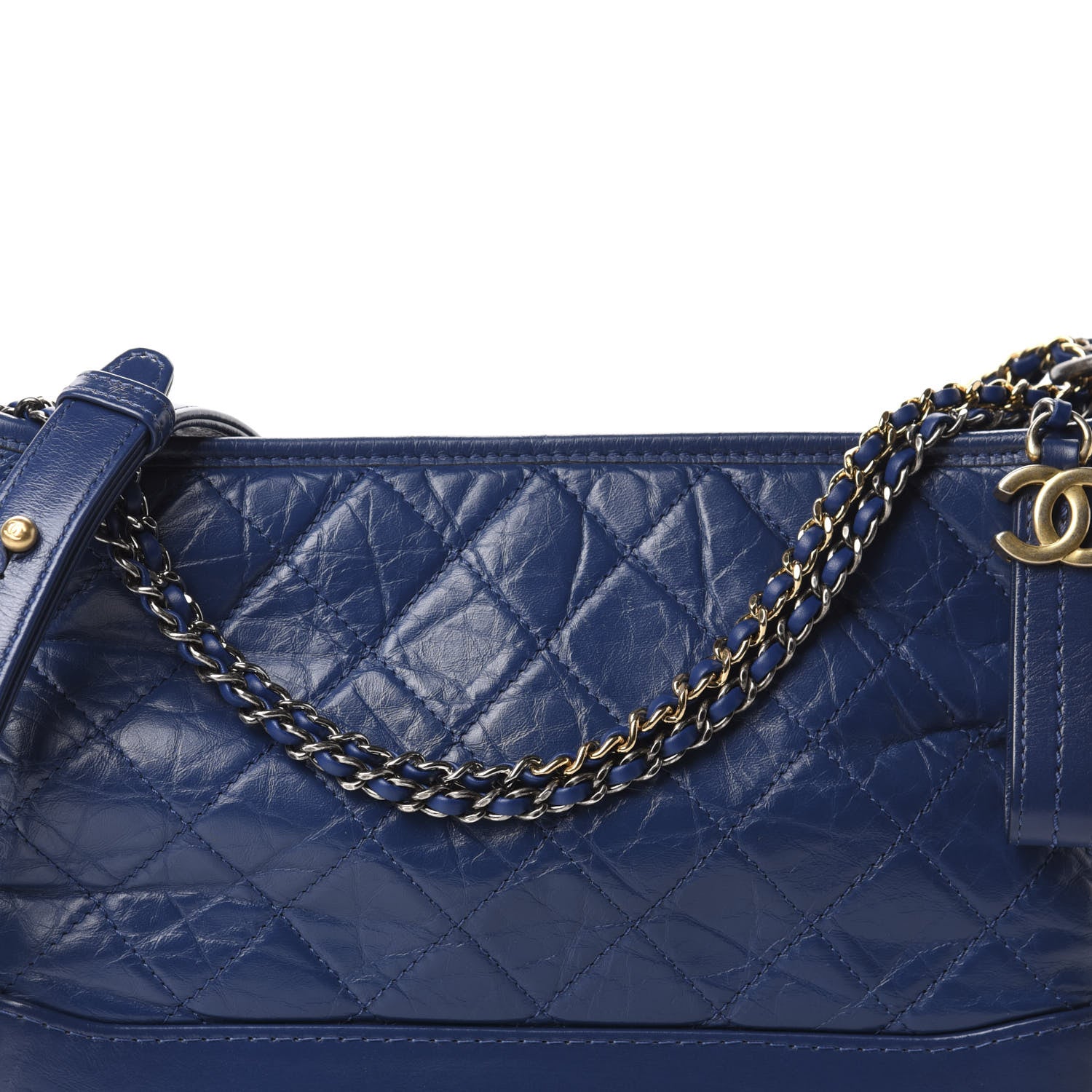 Chanel Aged Calfskin Quilted Medium Gabrielle Hobo Blue 11 of 11