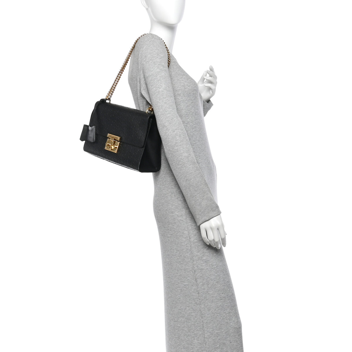 Gucci Guccissima Medium Padlock Shoulder Bag Black 2 of 14