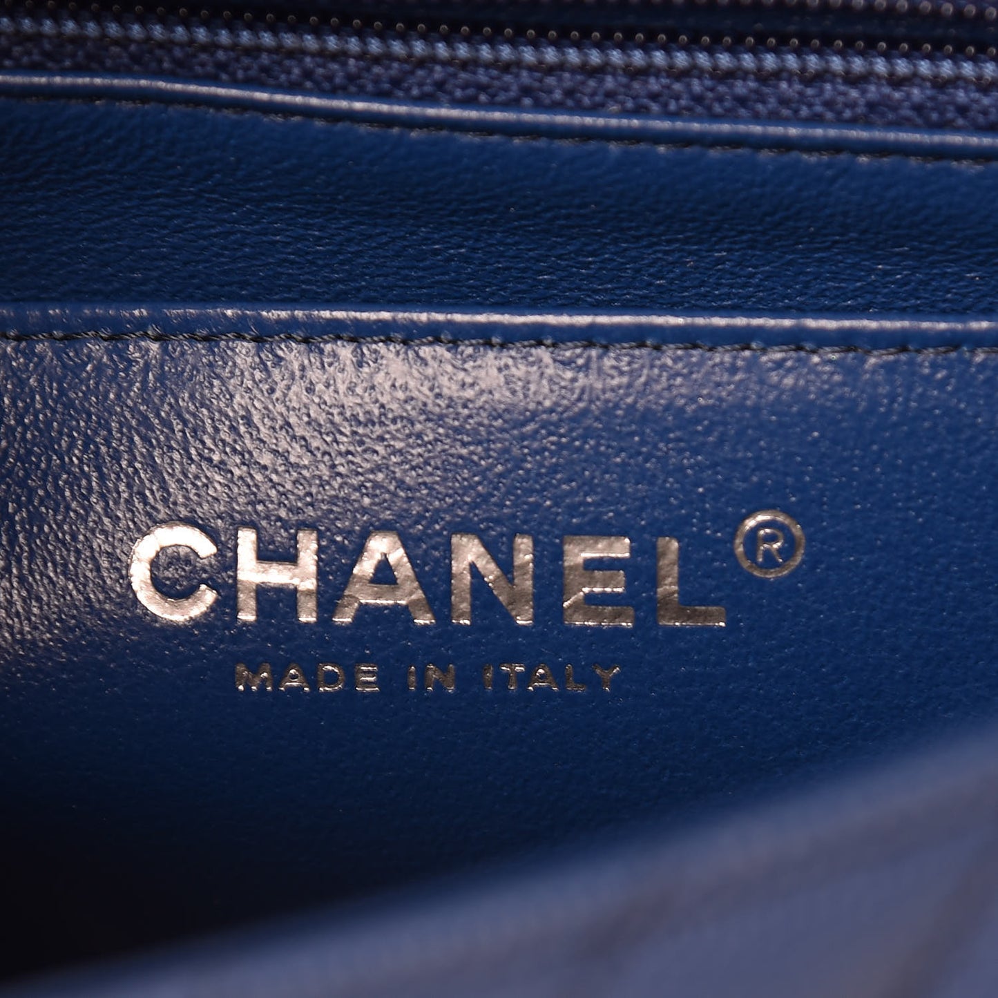 Caviar Chevron Quilted Mini Rectangular Flap Blue