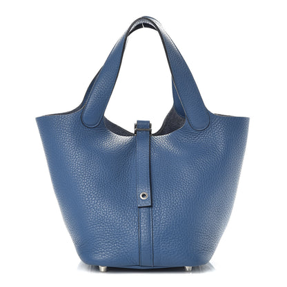 Hermes Taurillon Clemence Picotin Lock 18 PM Bleu Agate 1 of 9