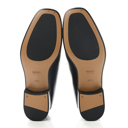 Gucci Goatskin Womens Horsebit Mid-Heel Loafers 37.5 Black 5 of 11