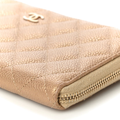 Chanel Pearly Caviar Quilted Large Gusset Zip Around Wallet Gold 11 of 14