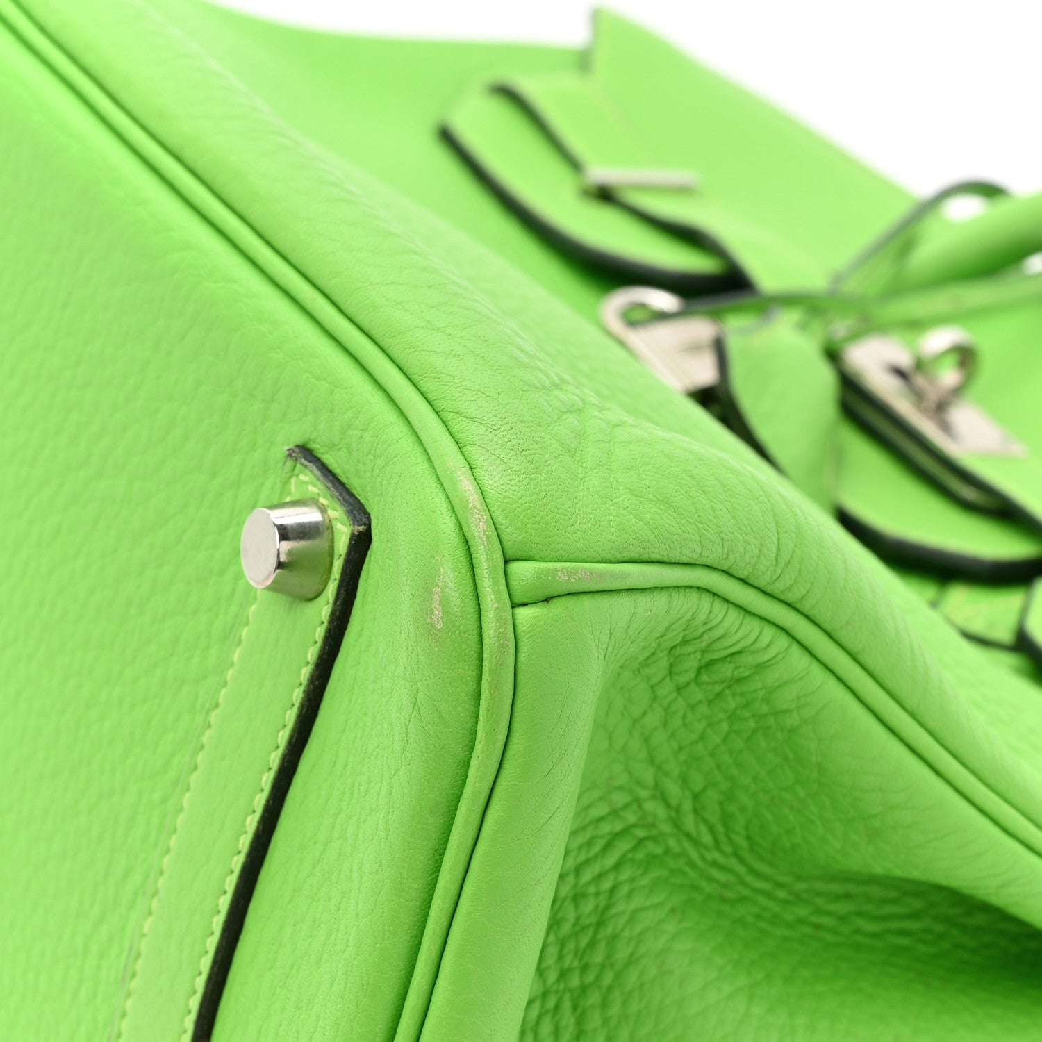 Hermes Taurillon Clemence Birkin 35 Vert Cru 12 of 15
