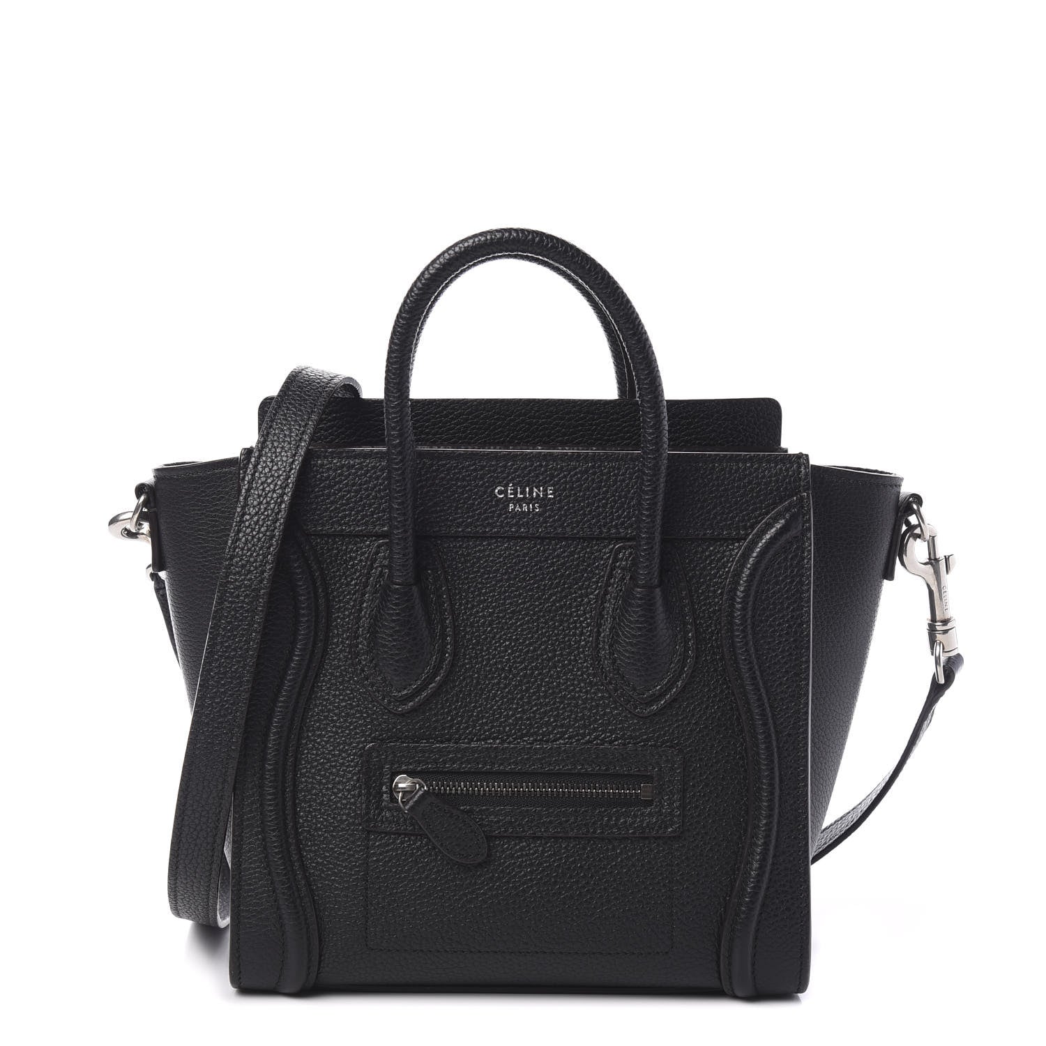 Celine Drummed Calfskin Nano Luggage Black 1 of 9