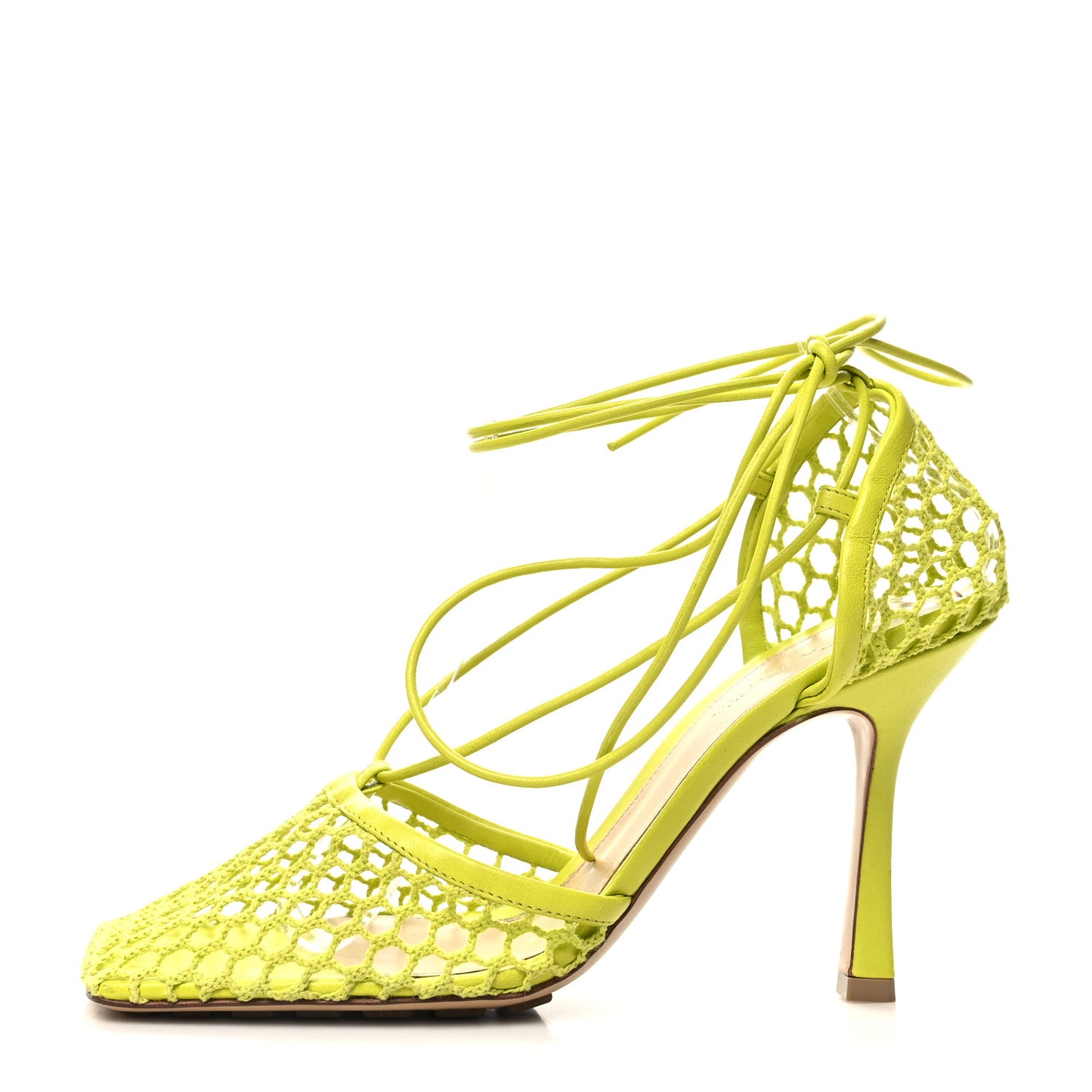 Mesh Nappa Stretch Ankle Tie Sandals 39 Kiwi