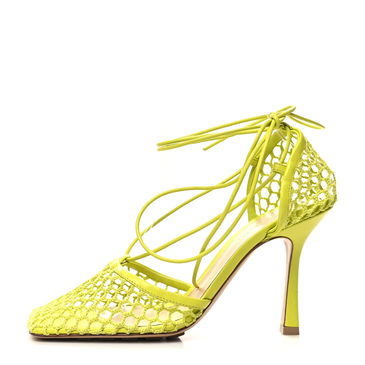 Bottega Veneta Mesh Nappa Stretch Ankle Tie Sandals 39 Kiwi 1 of 7