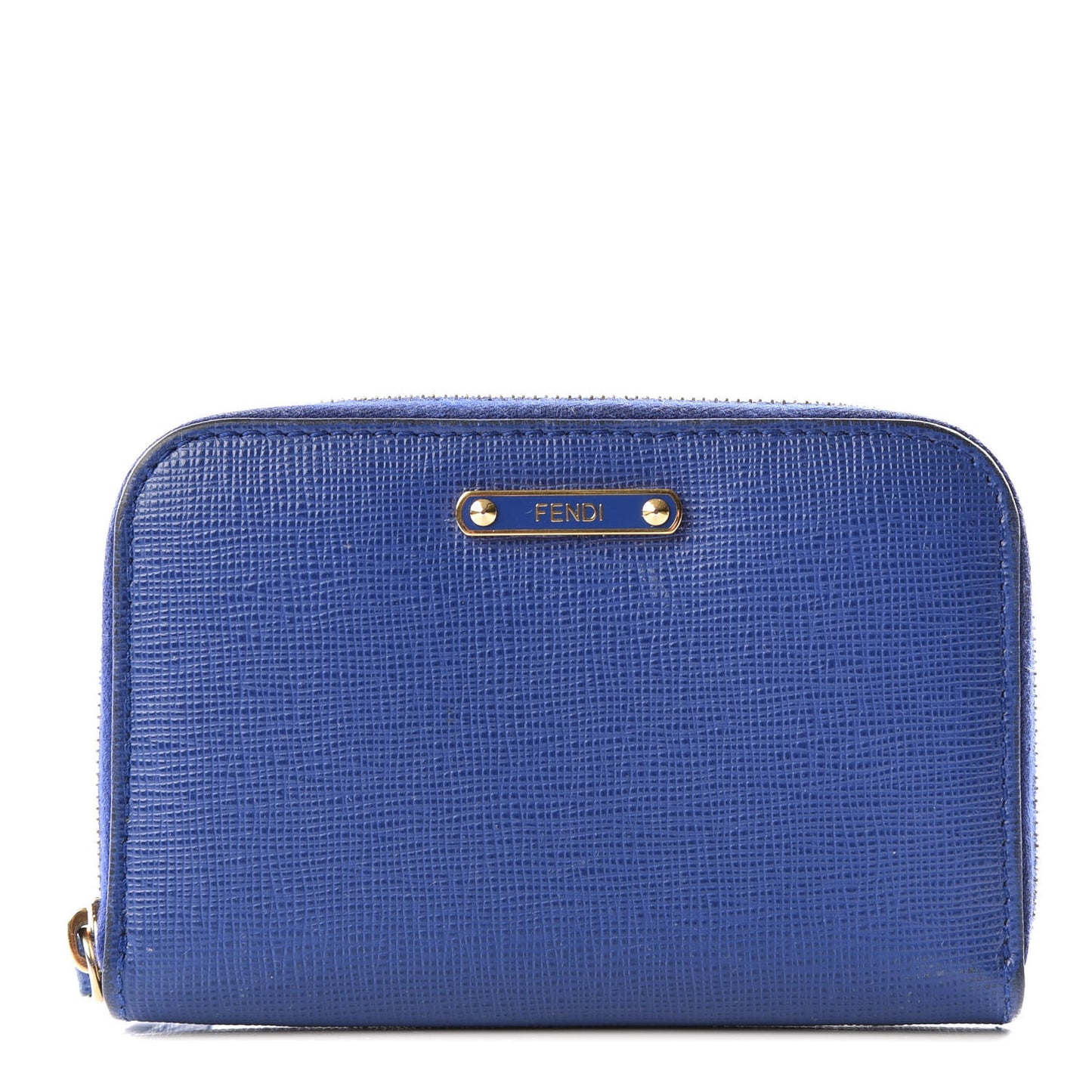 Vitello Elite Bi-Color Mini Zip Around Wallet Blue Neon Plaster