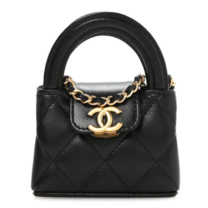 Chanel Shiny Lambskin Quilted Mini Kelly Bag Charm Black 1 of 6