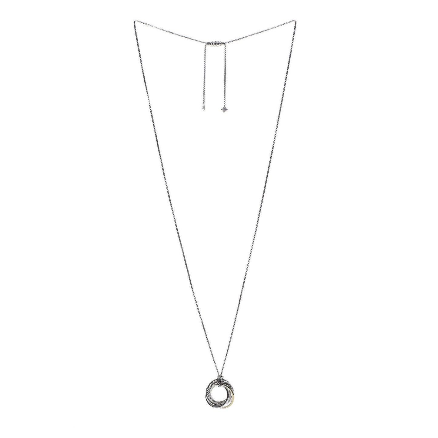 Sterling Silver 14K Yellow Gold 28mm Crossover Pendant Necklace