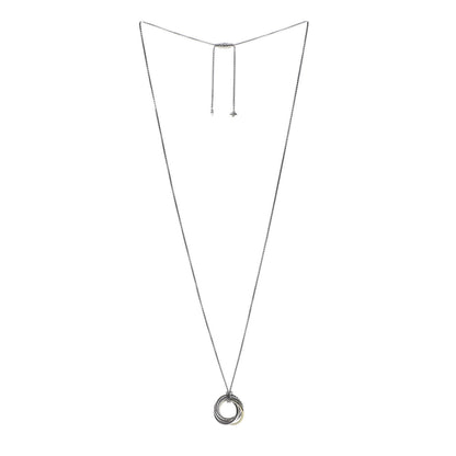 David Yurman Sterling Silver 14K Yellow Gold 28mm Crossover Pendant Necklace 3 of 4
