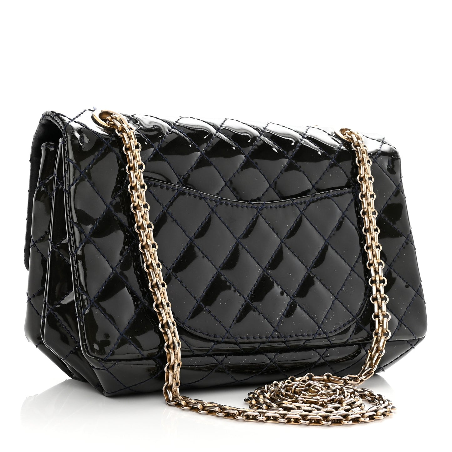 Patent Quilted Accordion Reissue 2.55 Flap Navy