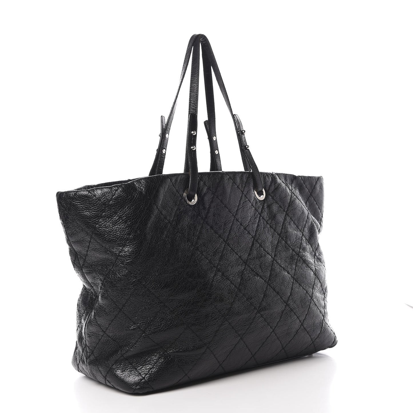 Glazed Calfskin Large On The Road Tote Black