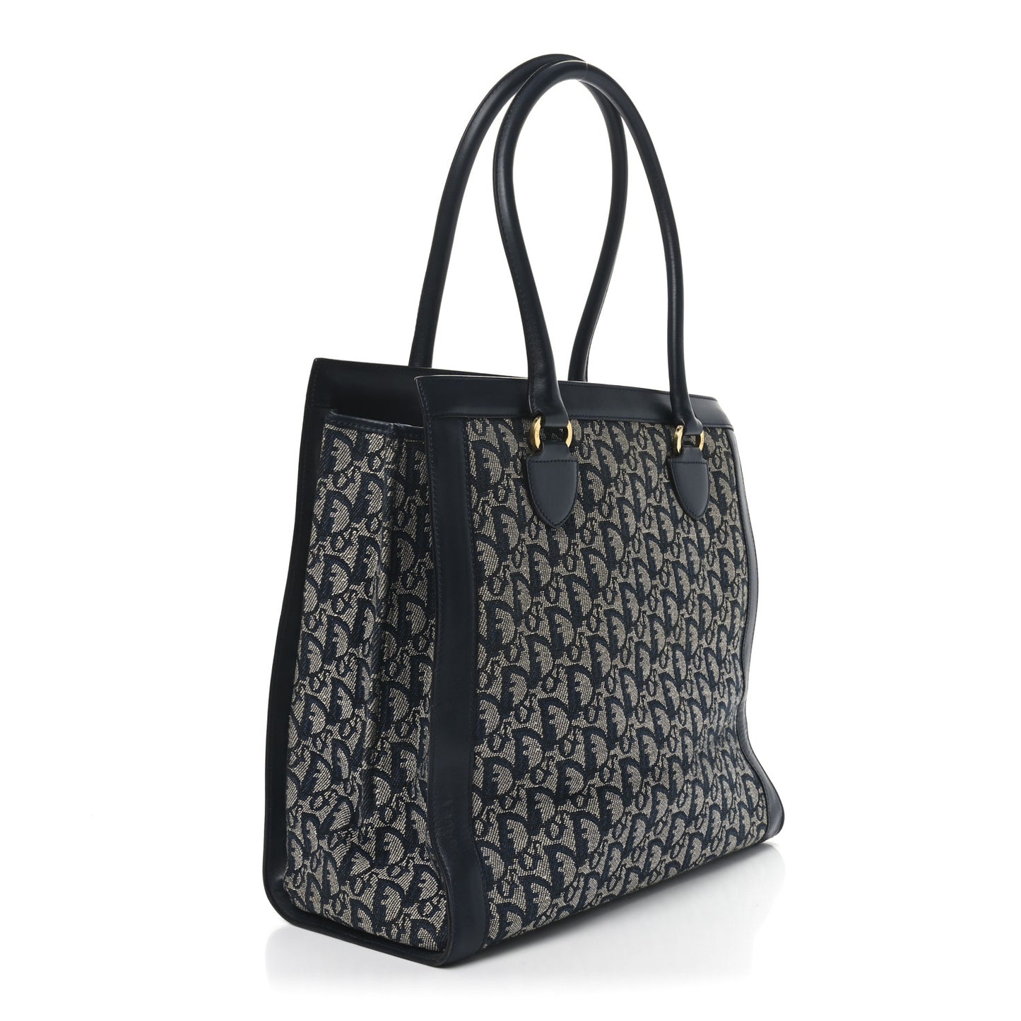Monogram Calfskin Pocket Tote Navy Blue