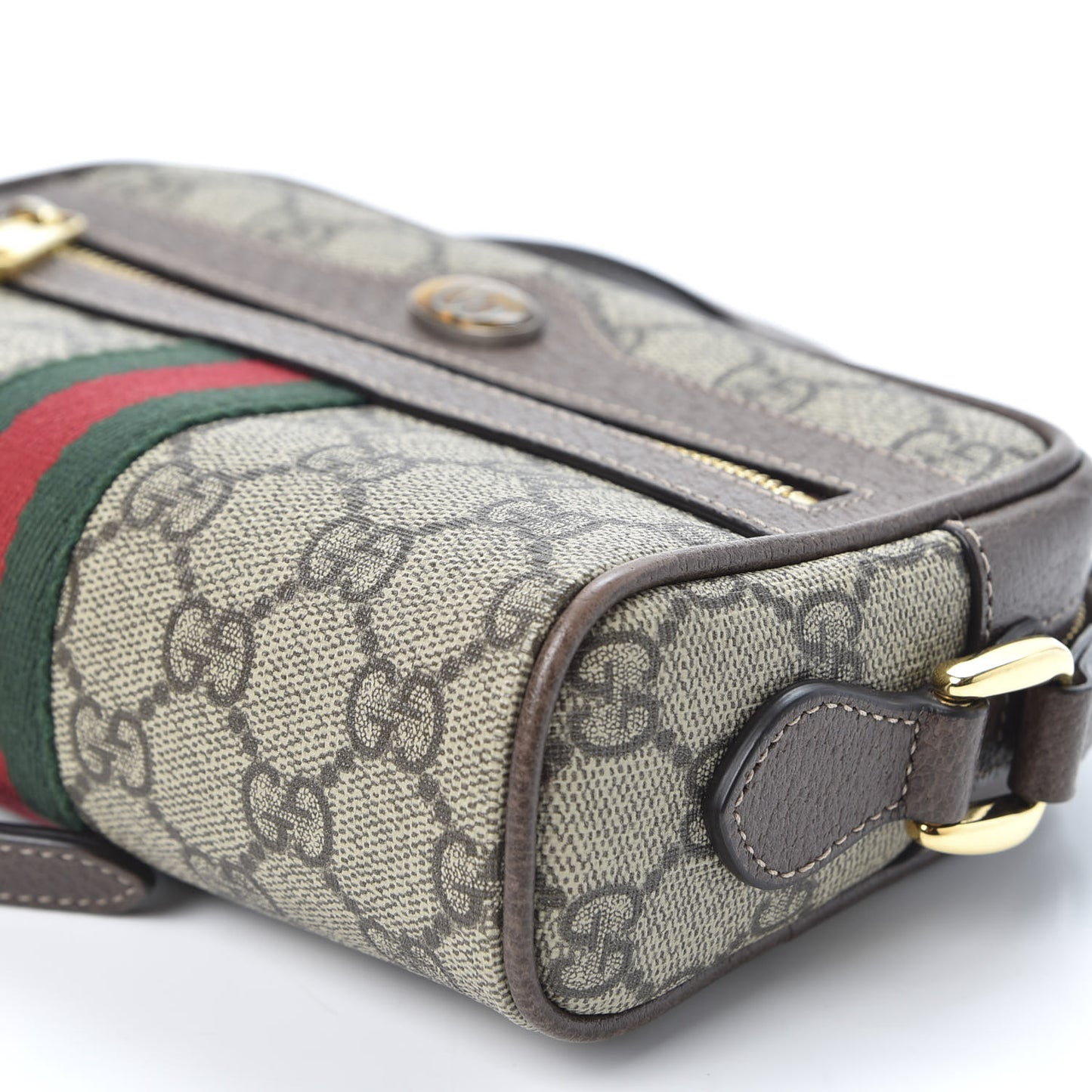GG Supreme Monogram Web Mini Ophidia Shoulder Bag Brown