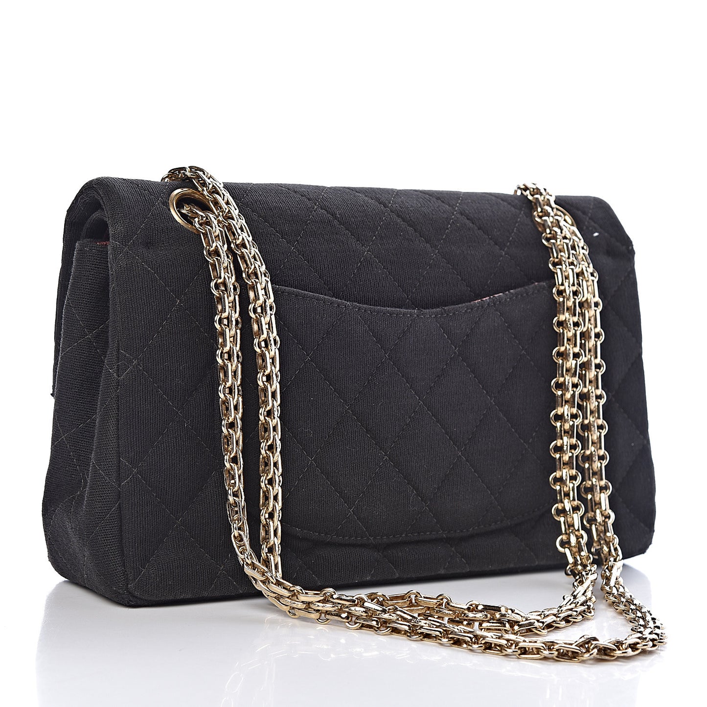 Jersey Quilted Small Double Flap Black