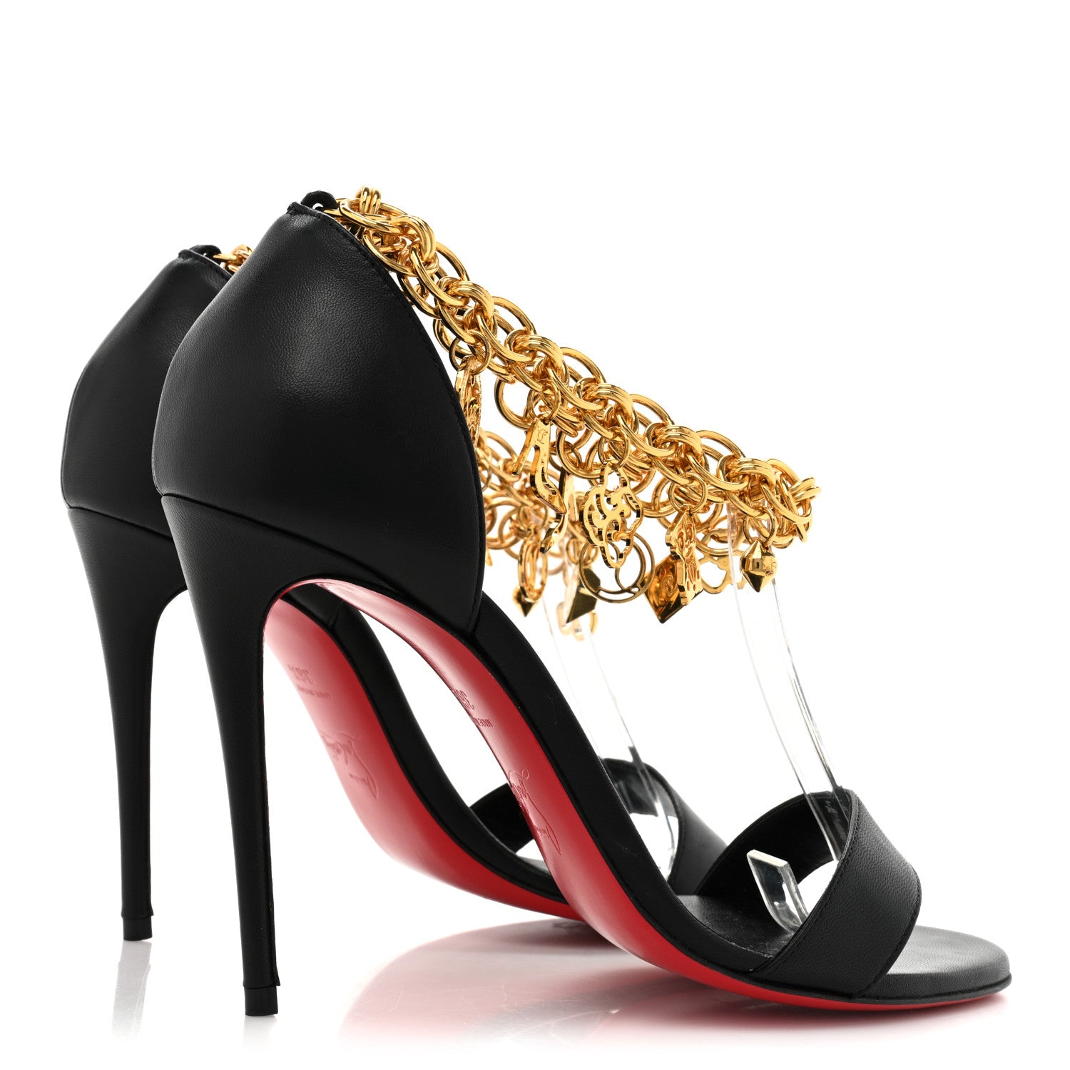 Christian Louboutin Kid Gourmi 100 Sandals 36.5 Black Gold 4 of 8