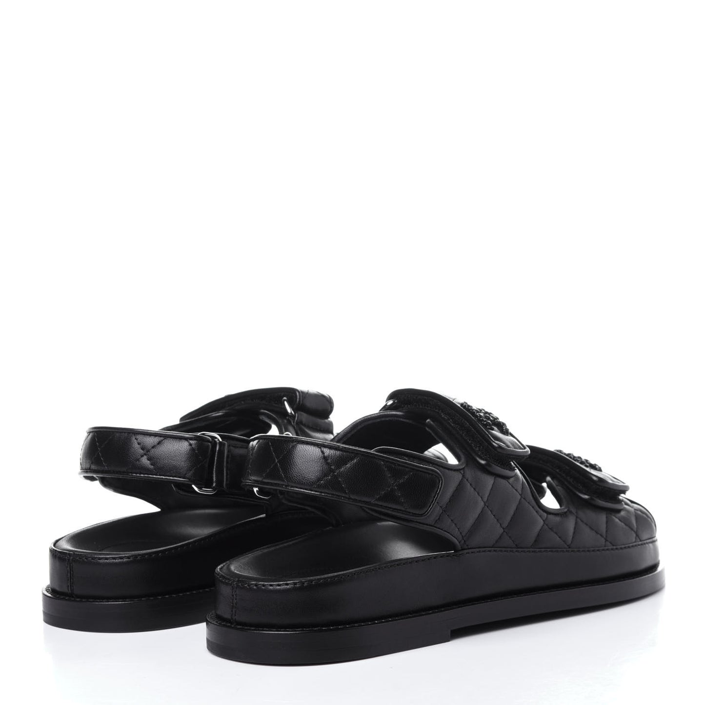 Lambskin Velcro Dad Sandals 37 Black
