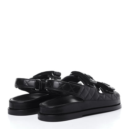 Chanel Lambskin Velcro Dad Sandals 37 Black 4 of 12