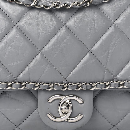 Chanel Crumpled Calfskin Large Chain All Over Flap Grey 8 of 11