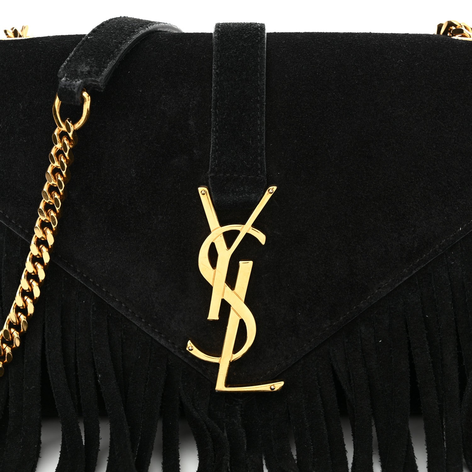 Saint Laurent Suede Fringe Small Monogram Satchel Black 8 of 18