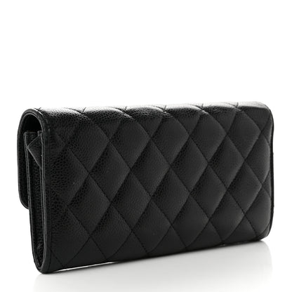 Chanel Caviar Quilted Large Gusset Flap Wallet Black 3 of 11