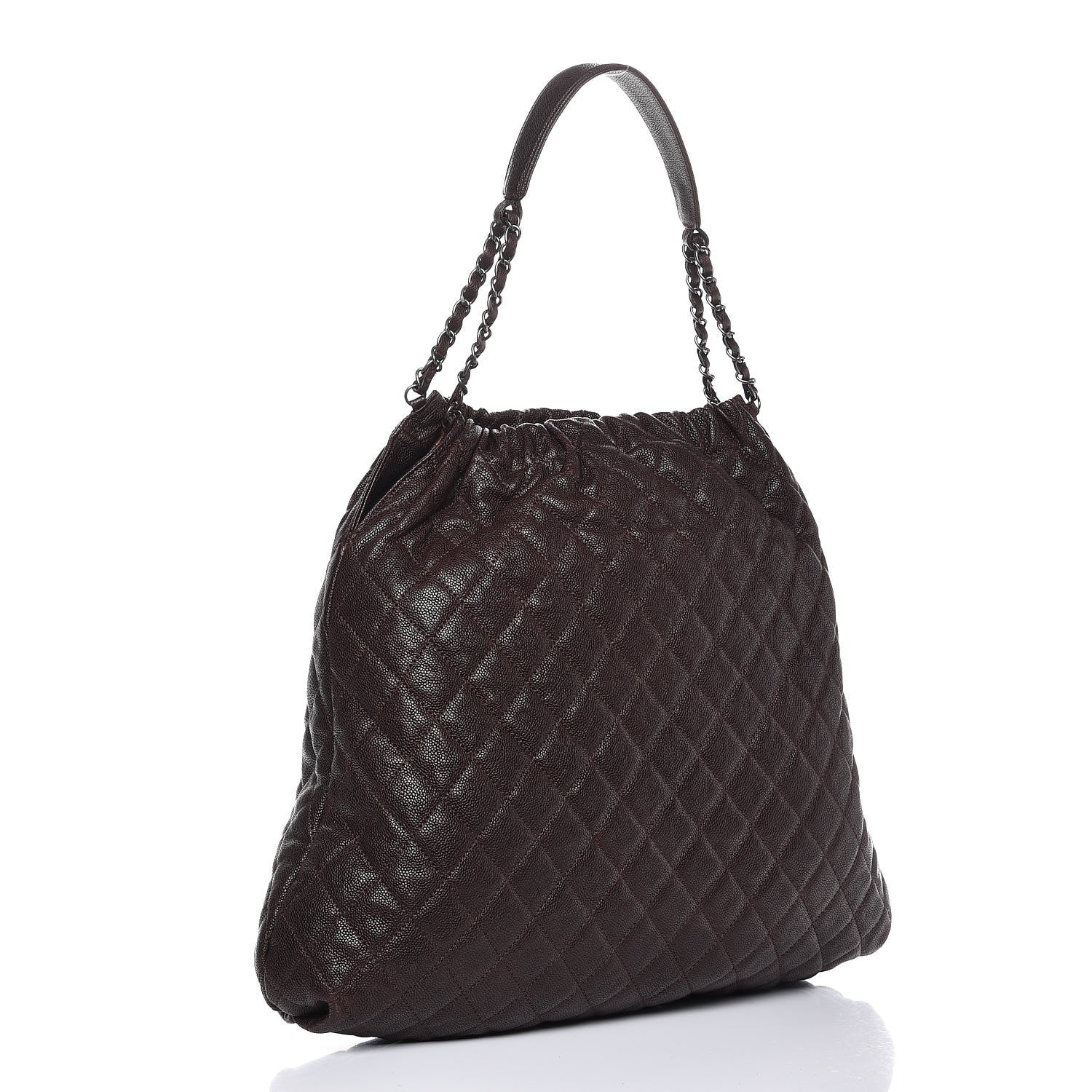 Chanel Distressed Glazed Caviar Quilted Large Elastic Tote Brown 3 of 7