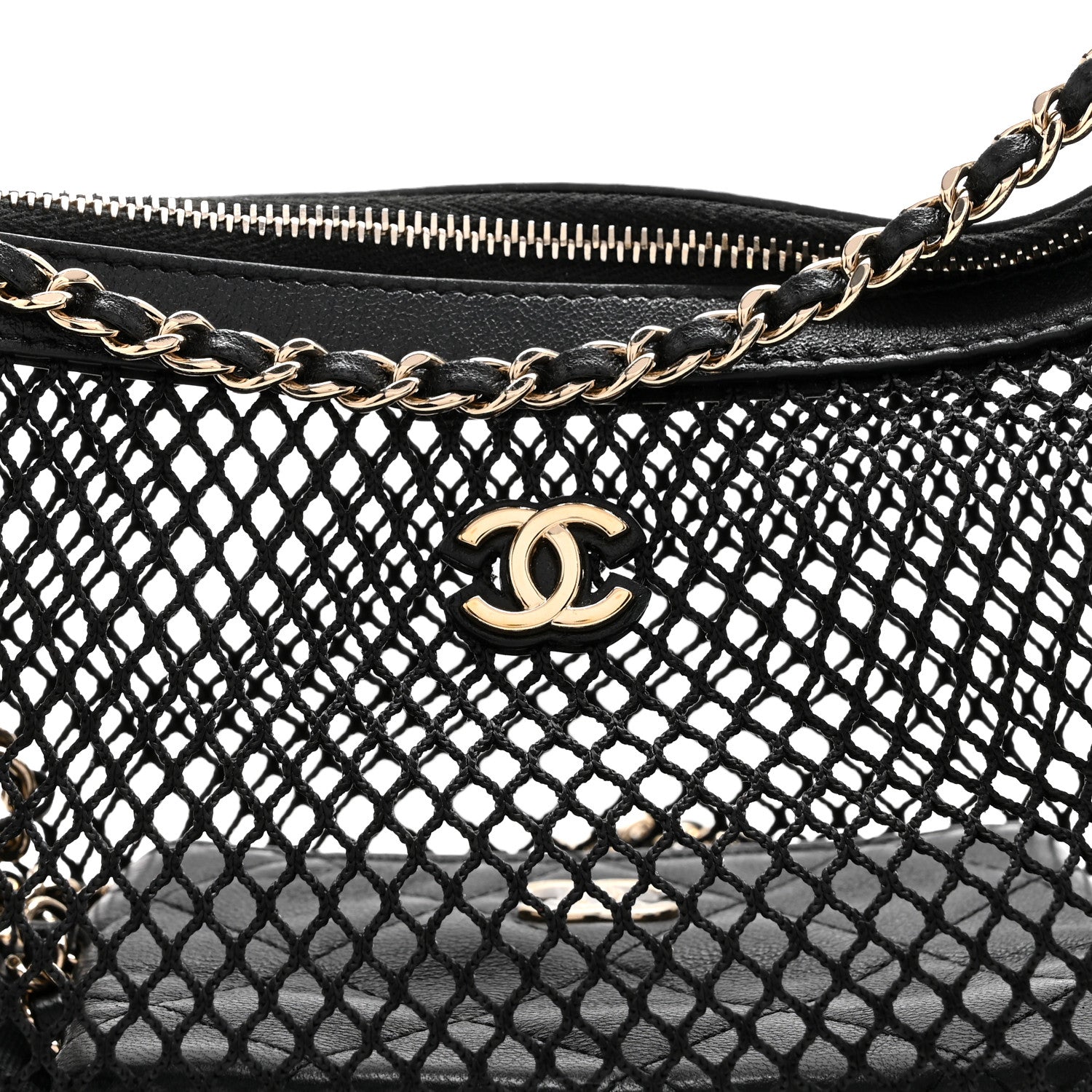 Chanel Mesh Shiny Lambskin Chain Hobo Black 9 of 13